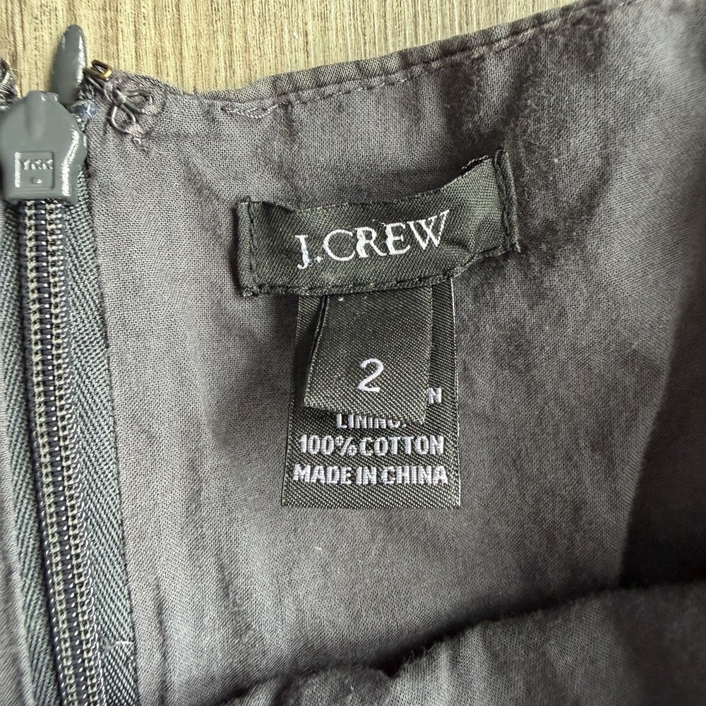 J.Crew Gray Cotton Embroidered Floral Sleeveless Shift Pocket Dress Sz‎ 2 - Picture 5 of 9